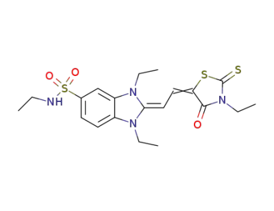 1,1,3-triethyl-2-[(3-ethyl-4-oxo-2-thioxothiazolidin-5-ylidene)ethylidene]-2,3-dihydro-1H-benzimidazole-5-sulfonamide